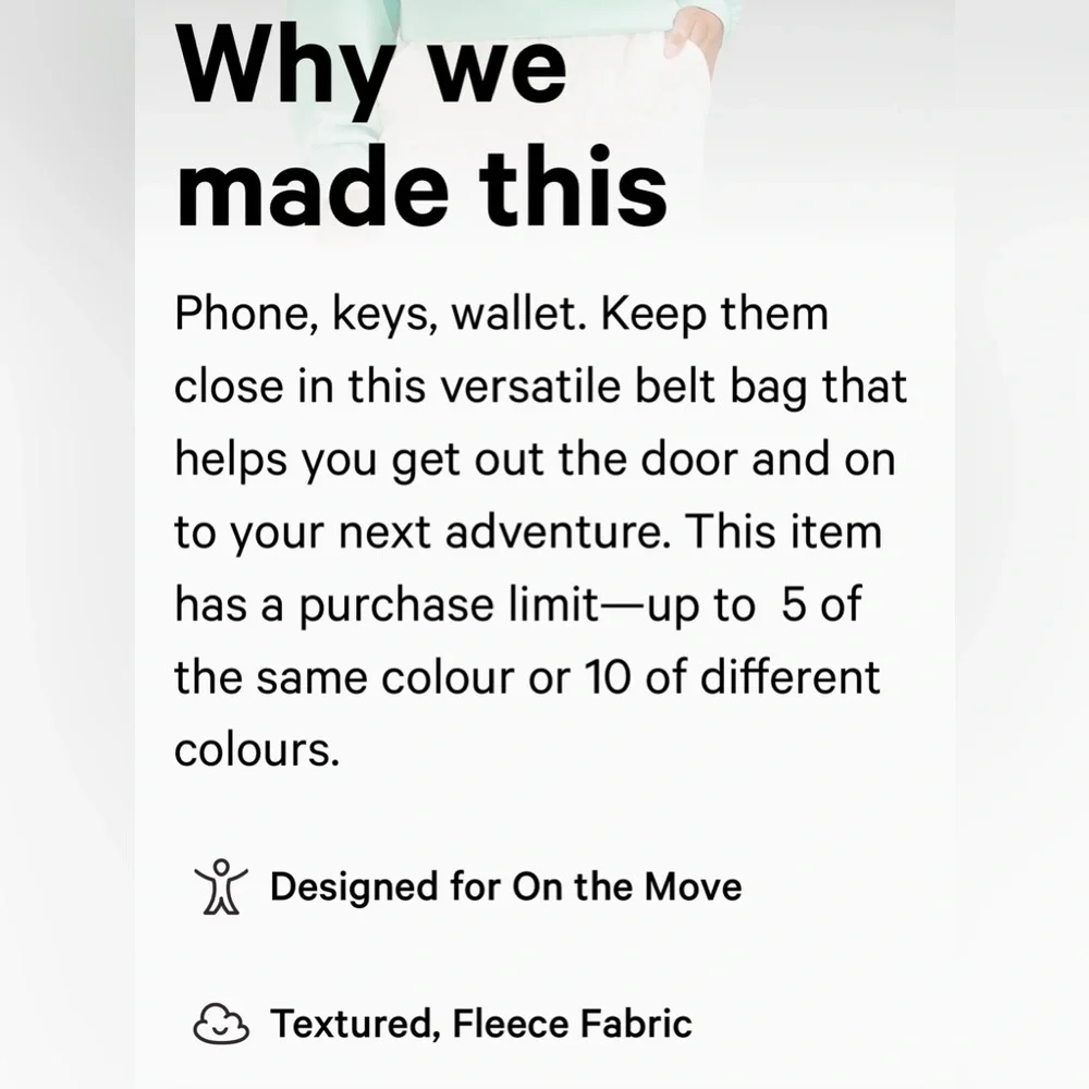 Lululemon Everywhere Belt Bag 
Natural Ivory *Fleece* Sherpa - Picture 6 of 7